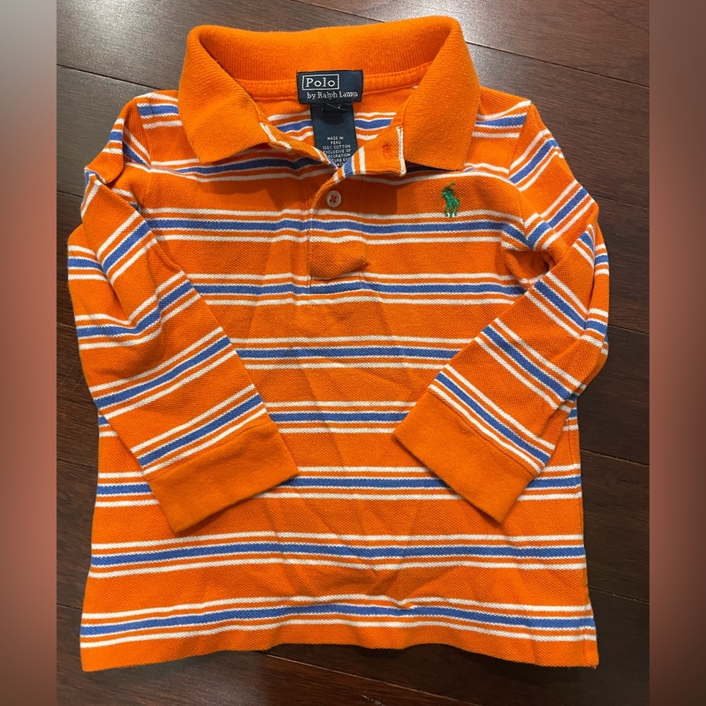 18 mo Polo Ralph Lauren Long Sleeve Orange and Blue